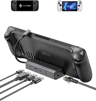 Док-станция JSAUX для Steam Deck/ROG Ally/Legion Go Dock, 5-в-1 HDMI 4K@60Hz, 100Mbps Ethernet, USB-A и 100 Вт USB-C (HB0602)