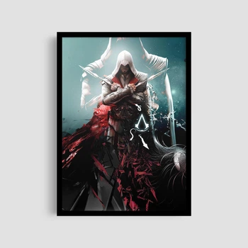 Постер Roomy "Assassins Creed Hooded Fighter" Черная рамка с глянцевым стеклом A3 (42x29.7 cm)
