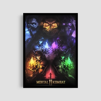 Постер Roomy "Mortal Kombat Group" Белая рамка с антибликовым стеклом A4 (29.7x21 cm)