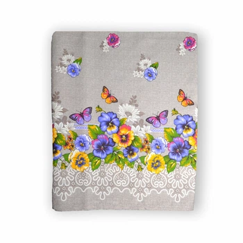 Скатертина Home Line 66669 Україна 150x150 Бавовна Сірий, Фіолетовий
