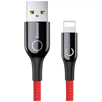 Кабель Baseus C-shaped Light Intelligent Power-Off USB - Lightning з автовідключенням Червоний