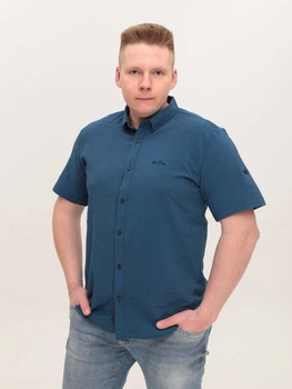 Рубашка мужская синяя в клетку со стрейчем 5313-3 2XL