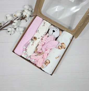 Набор для новорожденного: 3 пеленки с комфортером a.l.babybox Сладкие сны
