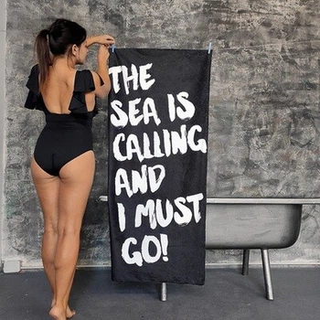 Полотенце большое с принтом The sea is calling and I must go! 150х70 см Presentville (2000003095636)