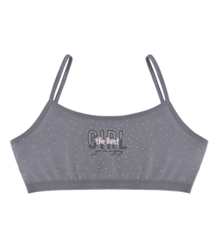 Подростковый топ на тонких бретельках с принтом GIRL - Donella - 5971PB19 - 158-164 см - Серый
