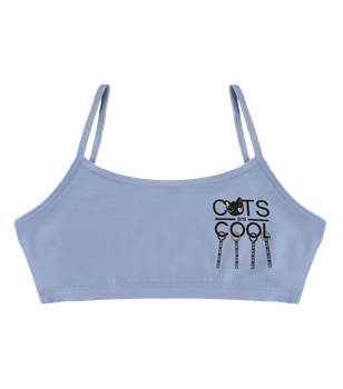 Подростковый топ на тонких бретельках с принтом CATS are COOL - Donella - 5971PB1 - 158-164 см - Джинсовый