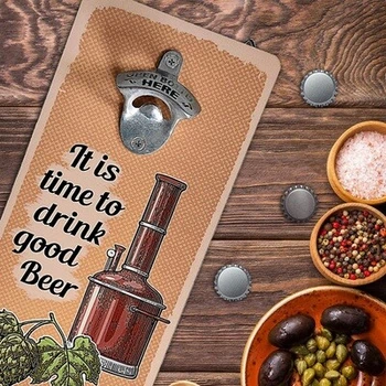 Открывалка настенная для бутылок It is time to drink good beer Presentville 32х15 см (dec0009556)