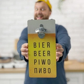 Открывалка настенная для бутылок Beer Presentville 32х15 см (dec0009550)