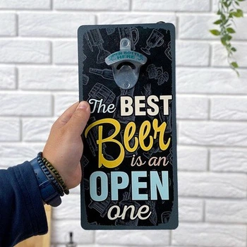 Настенная открывалка для бутылок The best beer is an open one 32х15 см Presentville (2000003095322)