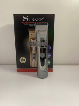 Машина для стрижки волос SURKER SK-870 с цифровым дисплеем серебристого цвета