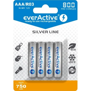 Аккумулятор EverActive EVHRL03-800, AAA, 800 mAh, Ni-MH, блистер 4 шт