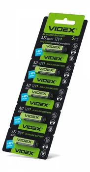 Батарейка лужна А27 12V VIDEX 5шт BLISTER CARD (А27 5pcs BC) blister