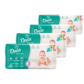 Подгузники Dada Extra Soft 4 Размер MAXI (7-18 кг) 4 упаковки по 46 шт (184 шт) (4820174989552)