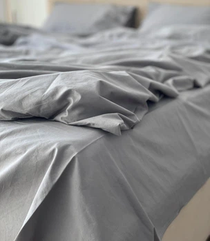Підковдра LavSon Washed Cotton Варена бавовна Двоспальна 180х200 Сірий
