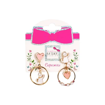 Детские серьги "Fashion Котики" T24633 розовые