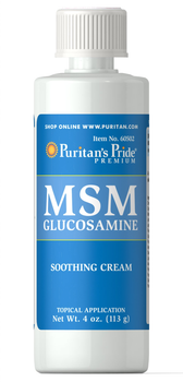 Крем для суглобів і зв'язок Puritan's Pride Glucosamine MSM Cream 113 грам