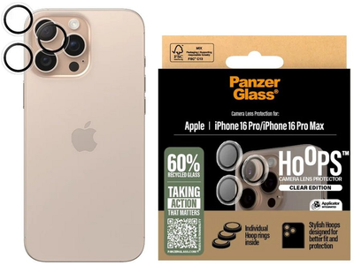 Захисне скло Panzer Glass Hoops Camera Lens Protector для iPhone 16 Pro / 16 Pro Max Transparrent (5715685003035)