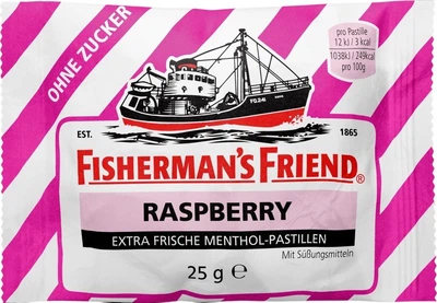 М'ятні цукерки Fisherman`s Friend Raspberry зі смаком малини без цукру 25 г