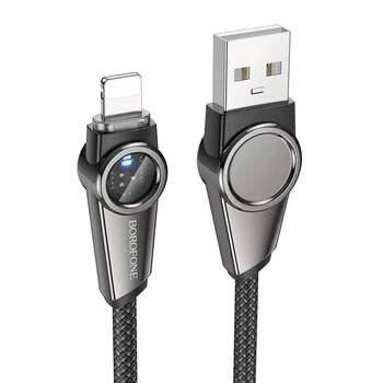 Кабель для зарядки телефона Apple iPhone и передачи данных USB - Lightning BOROFONE BU49 |2.4A, 120см| Черный
