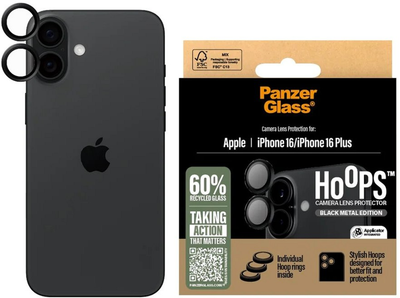 Захисне скло Panzer Glass Hoops Camera Lens Protector для iPhone 16 / 16 Plus Black (5715685003004)