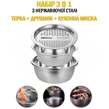 Набір миска друшляк тертка Kitchen Ware 3 предмета