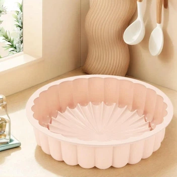 Кругла силіконова форма для випікання та десертів Baking Mold кондитерська форма для торта із савоярді / кексу / бісквіта / пирога, 20х6 см, рожева (101737001)