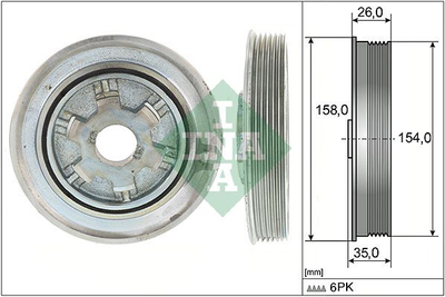 Шків колінвалу Ford Mondeo/Land Rover Freelander 2.2 TDCi/TD4 06-14 6PK 544 0112 10 INA