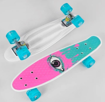 Пенни скейт борд маленький лонгборд детский скейтборд Best Board S 29707, доска 55 см, колеса полиуритановые светящиеся