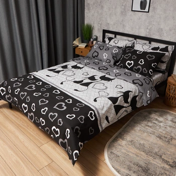 Комплект постільної білизни Moon&Star Двоспальний 175х210 см Feline Romance Бязь Gold Люкс (MS-820009213)