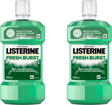 Упаковка ополіскувачів для ротової порожнини Listerine Сплеск свіжості 500 мл х 2 шт (5010123703547_1)