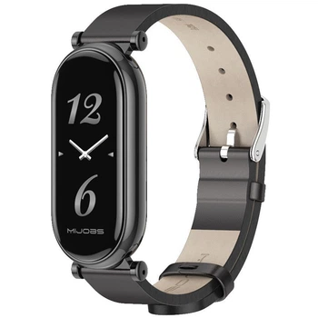 Шкіряний ремінець з металевим кріпленням Mi Jobs Elegance для фітнес браслета Xiaomi Mi Smart Band 10/9/8 Black+Black (mrk6697)