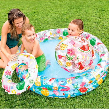 Детский надувной бассейн Intex 59460 NP 122 х 25 см объём 150 л В комплекте детский круг и надувной мяч