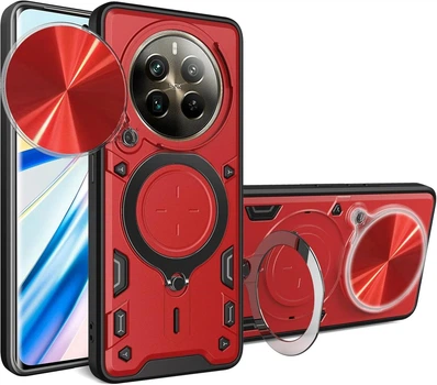 Чехол Magnetic Shield для Realme 12 Plus 5G / RMX3867 бампер противоударный с подставкой кольцом Red