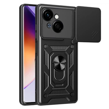 Чехол Hide Shield для Tecno Spark Go 1 / KL4 бампер противоударный с подставкой кольцом Black