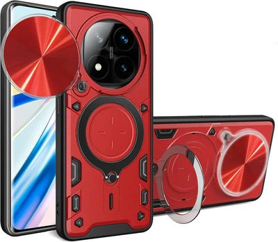 Чохол Magnetic Shield для Xiaomi Redmi Note 14 Pro 4G бампер протиударний з підставкою кільцем Red