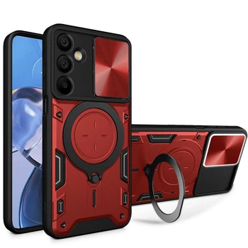 Чехол Magnetic Shield для Samsung Galaxy A26 5G / A266 бампер противоударный с подставкой кольцом Red
