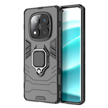 Чехол Iron Ring для Xiaomi Redmi Note 14 Pro 4G бампер противоударный с подставкой кольцом Black