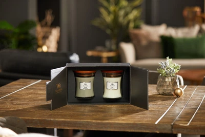 Набор свечей Woodwick Medium Fireside та Linen