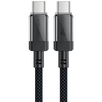 Кабель Acefast C12-03 USB 2.0 Type-C to Type-C 1.2 м 60W 3A stainless steel Black (6974316283317)