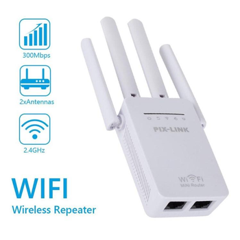 Бездротовий Wi-Fi роутер-ретранслятор Pix-Link WR09Q, 300 Мбіт/с, підсилювач сигналу з 4 антенами (IEEE802.11 b/g/n)