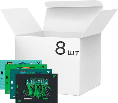 Набор альбомов для рисования YES Minecraft Boom на скобе с перфорацией А4 100 г/м² 12 листов х 8 шт (130593) (4823092289506)