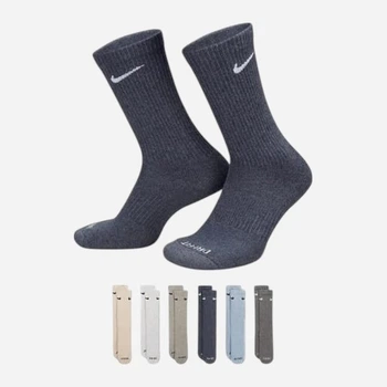 Набор мужских носков высоких хлопковых Nike U Nk Ed Pls Csh Crw 132 SX6897-901 46-50 6 пар Серый/Бежевый/Голубой (197601366670)