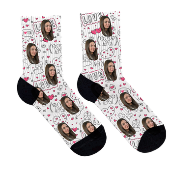 Шкарпетки Ponty Shop з фото «I Love You» розмір 36-40 Білі