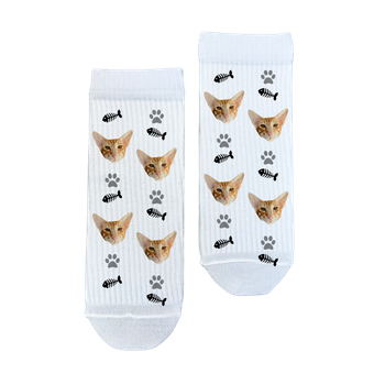 Шкарпетки Ponty Shop з фото "З твоєю кішечкою" Дитячі розмір 12-22 Білі