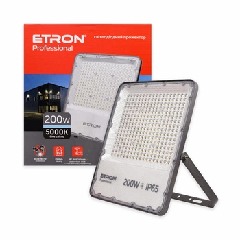 Светодиодный прожектор ETRON Professional 200W IP65 5000K 1-ESP-238 — мощный LED прожектор для уличного и наружного освещения