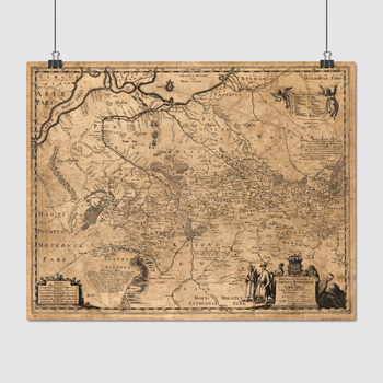Постер "Загальна карта України 1648 року Гійома де Боплана, Beauplan Ukraine XVII map" A1 60x76 см (id6040)