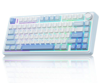 Клавиатура игровая механическая Aula Mechanical F-75 wireless White-Blue ENG/UKR Gasket Greywood V3 switch Hot-Swap 2.4G/Bluetooth