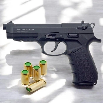 Шумовой стартовый пистолет Stalker 918-UK Beretta 92 (Black) +20 шт холостых патронов
