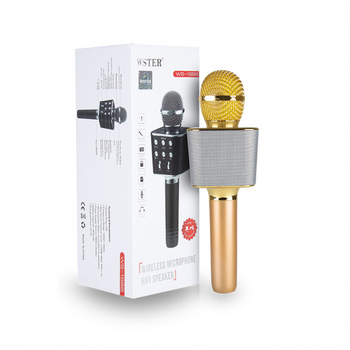 Мікрофон для караоке бездротовий bluetooth WSTER WS-1688 Gold 5 видів голосу