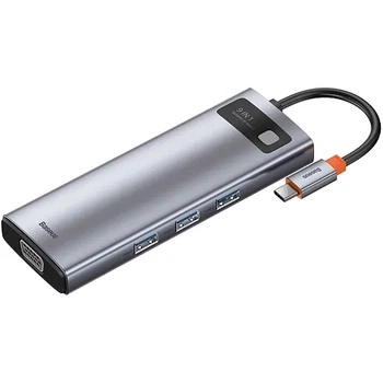 Док-станция для ноутбука Baseus Metal Gleam Series 9-in-1 Multifunctional Type-C HUB Docking Station (CAHUB-CU0G)